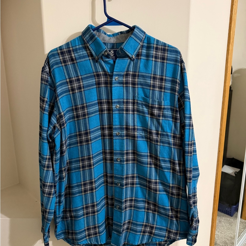Blue Plaid Men's Izod Shirt